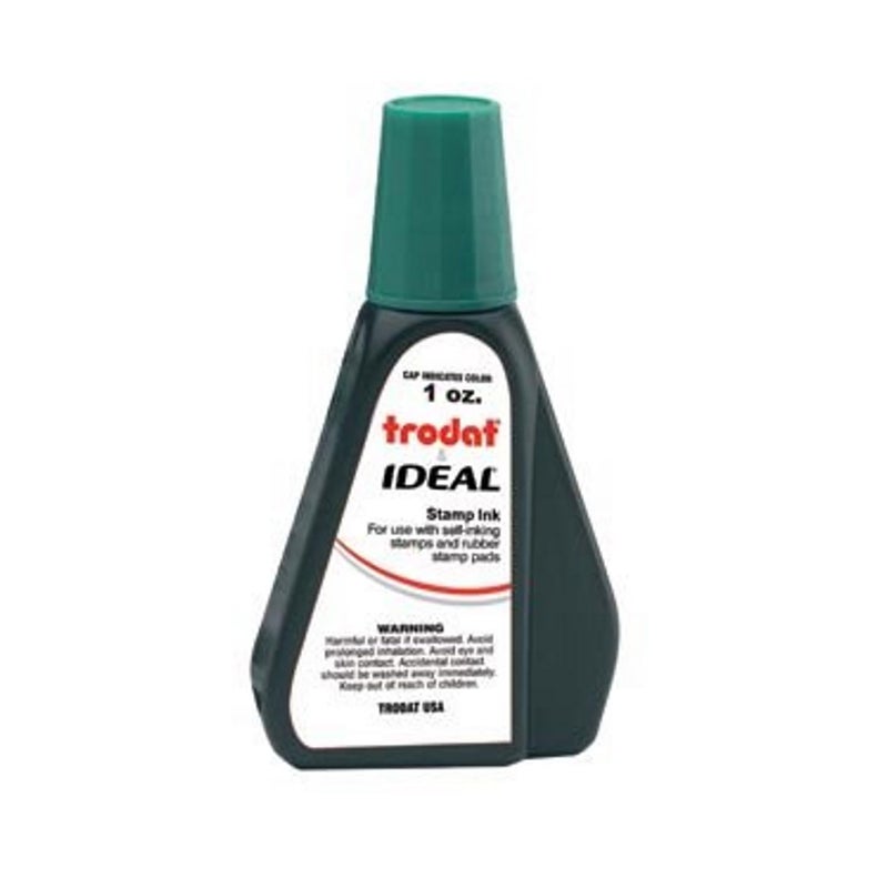 Trodat Self-Inking Stamp Ink - 1oz Refill Bottle- Green - Image 1